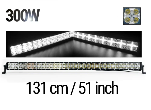 LED Bar 131 см – ЛЕД Диоден Бар Прожектор с дневна светлина CROSS DRL 300W, 12V/24V с 2 режима на работа