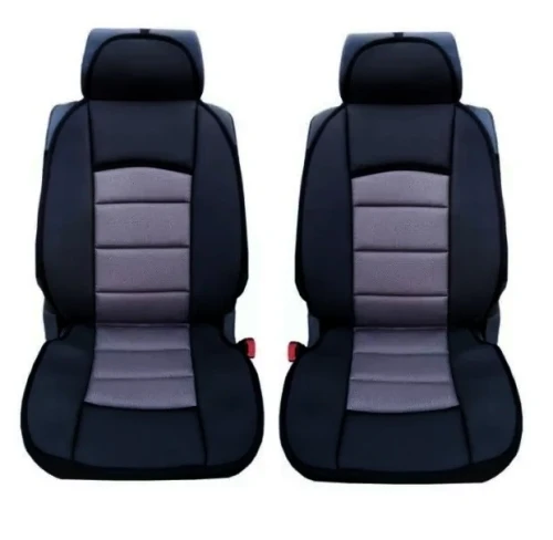 1 + 1 Универсални калъфи, тапицерия за предни седалки, Масажор, високо качествен текстилен материал, Сиво-Черно