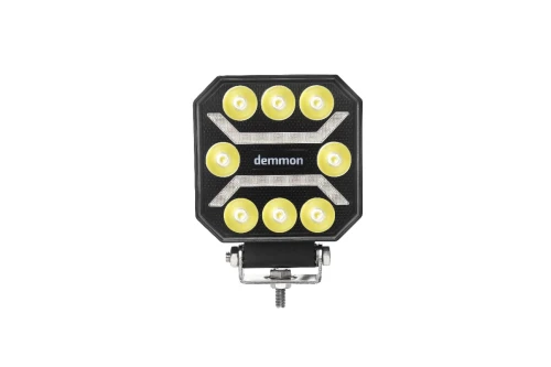 Универсална мощна LED ЛЕД диодна лампа халоген бяла светлина 27W 12V - 24V за камион трактор ролбар АТВ джип земеделски и селскостопански машини и др. 110 x 110 x 37 mm E-mark E9