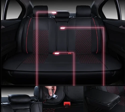 Лукс Комплект Черна Кожена универсална тапицерия / калъфи за седалки