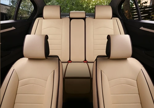 Пълен Комплект Бежови Луксозни Калъфи За Седалки Универсална Авто Тапицерия