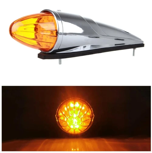 Габаритна оранжева светлина маркер с хромирана основа за покрив на тежкотоварни камиони трактори самосвали специализирани превозни средства 12 - 24V