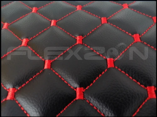 Черни с Червен Шев Кожени Стелки За Рено Т Renault T , Автоматик, Под на Две Нива, Еко Кожа, Лукс Качество