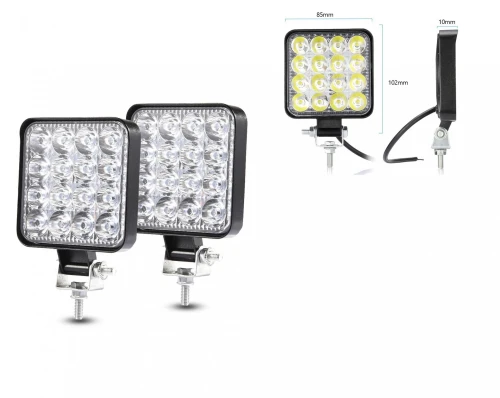 Комплект от 2бр. 48W Мини Лед LED Диоден Фар Халоген Дневни Светлини 12V - 24V за автомобил офроуд бус ван камион