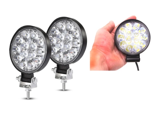 Комплект от 2бр. 42W Мини Лед LED Диоден Фар Халоген Дневни Светлини 12V - 24V за автомобил офроуд бус ван камион