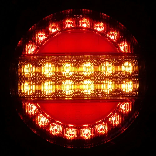 Комплект 2 Броя LED Лед Диоден Стоп Тип Хамбургер Бягащ Диниамичен Мигач, Ефект Неон Ø14cm, 12V-24V, За Камион, Ремарке, Бус , Каравана, Кемпер