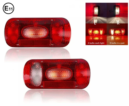 Комплект Стопове Задни Свeтлини С Крушка 12v Подходящи За Бус Камион Ремарке Караванa Платформа Със Сертификат E11 E Mark Е Марк