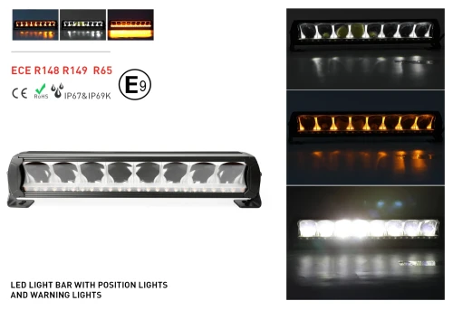 45 cm 12 - 24 V Висококачествен Led Bar Лед Бар Диоден Прожектор DRL с бяла габаритна светлина и оранжева аварийна блиц 80W 5500LM