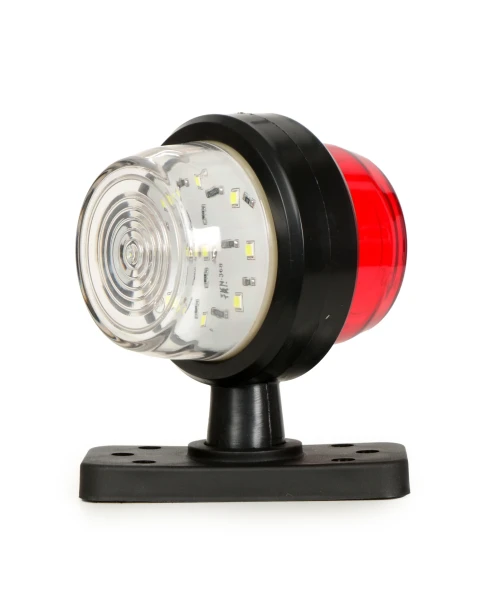 LED габарит маркер тип рогче 12V-24V, бяло-червено - за ремаркета, платформи, камиони и др.