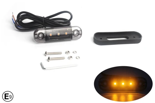 LED Диоден Габарит Маркер оранжев с тъмно опушено стъкло Е-Mark 12V-24V с 30см кабел