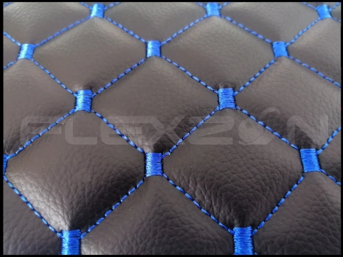 Черни Със Син Шев Кожени Стелки За ДАФ ХФ 105 DAF XF 105, Автоматични скорости, Еко Кожа, Капитонирани, Лукс Качество