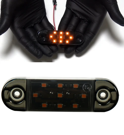 Опушен LED габарит маркер с 9 диода, Оранжев, 12V-24V, 20см кабел