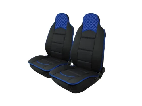 Авто Тапицерия Калъфи за Предни Седалки - Синьо и Черно - Еко Кожа и Текстил