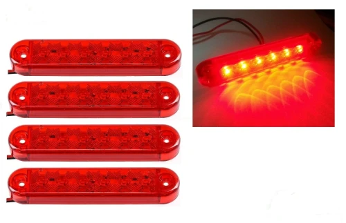 1 брой ЛЕД LED Червен Диоден Маркер Габарит Токос със 6 светодиода за камион ремарке бус ван каравана платформа 12V-24V