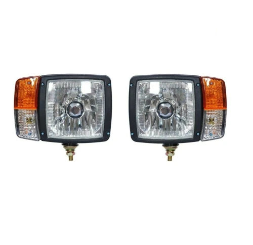 Комплект 2 Броя Кристални Фарове С Букса Фар с Mигач Габарит За Трактор Багер Комбайн Фадрома Снегорин и др.