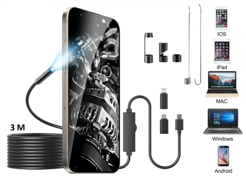 Ендоскоп камера за телефон лаптоп компютър IOS Iphone Android с 3м кабел