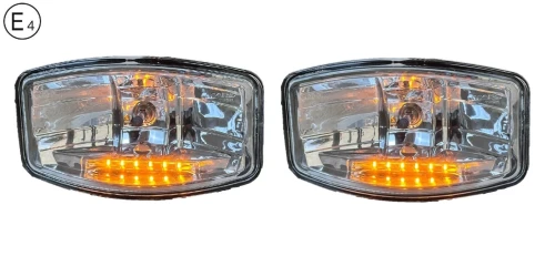 Комплект от 2 броя Халогени Фарове 12V-24V с крушка H7 + 6 ЖЪЛТИ LED габаритни светлини E-Mark За Камион Трактор Багер Земеделски Машини и др.