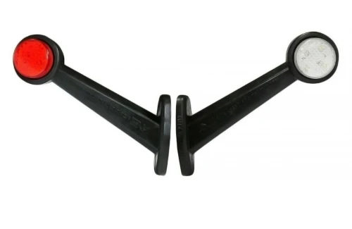 Комплект от 2бр. LED Диодни Странични Маркери Габарити тип рогче за Камион Тир Бус Ремарке 12V - 24V бяла + червена светлина