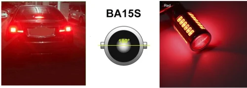 LED Лед Крушки, 33 SMD, С Лупа, BA15S 1156 (P21W), 12V, Червена Светлина