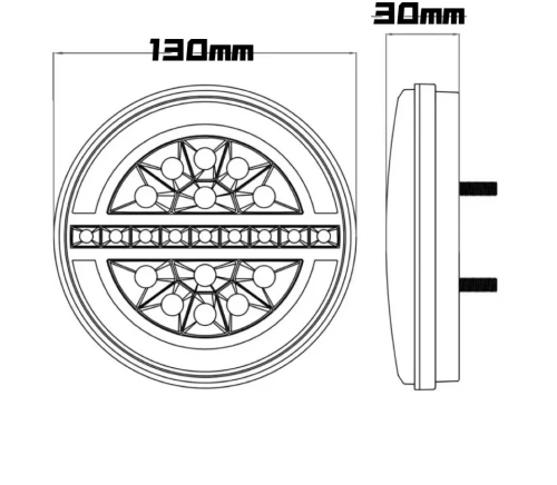 LED Лед Диоден Стоп Тип Хамбургер Неон Ефект с динамичен бягащ мигач Ø13cm 12V-24V За Камион, Ремарке, Бус , Каравана, Кемпер,Ван с 4 функции