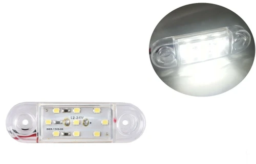 Светодиоден маркер габарит токос бяла светлина със 9 LED ЛЕД за бус ван ремарке каравана платформа 24V