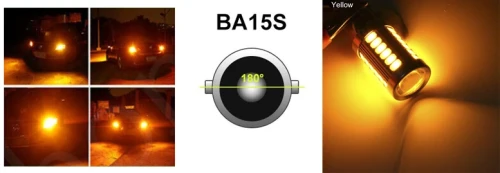 LED Лед Крушки, 33 SMD, С Лупа, BA15S 1156 (P21W), 12V, Оранжева Светлина