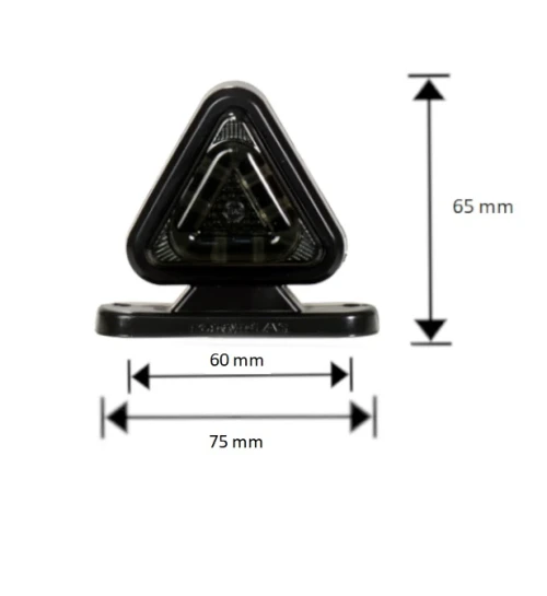 Опушен LED габарит токос тип рогче 12V-24V, бяло-червено, триъгълна форма - за ремаркета, платформи, камиони и др.