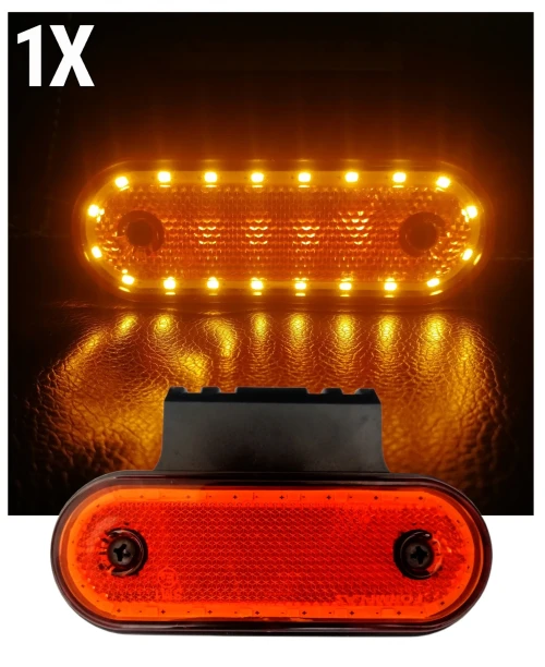 LED Диоден Габарит Маркер Токос Със Стойка Оранжев 20 Диода 12V - 24V За Камион Бус Ван Ремарке Каравана Платформа