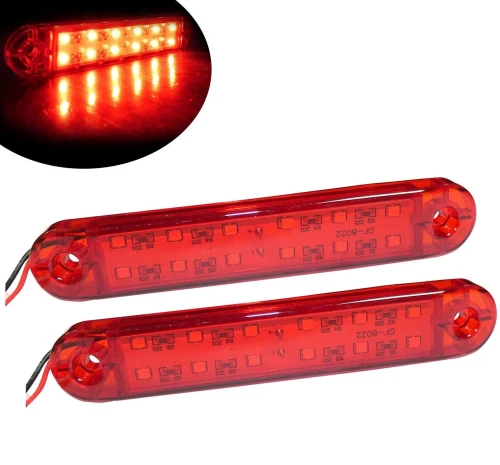 1 брой ЛЕД LED Червен Диоден Маркер Габарит Токос със 12 светодиода за камион ремарке бус ван каравана платформа 12 - 24V