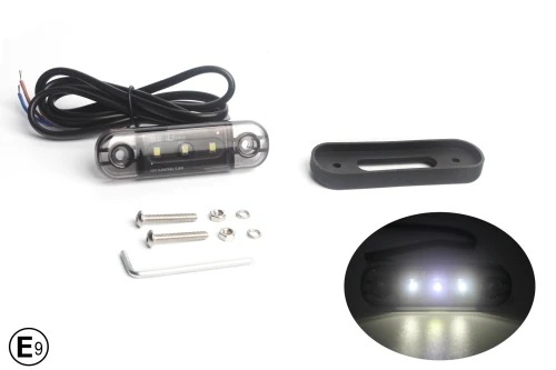 LED Диоден Габарит Маркер бял с тъмно опушено стъкло Е-Mark 12V-24V с 30см кабел