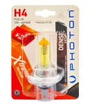 Thumbnail 1 of 1 брой халогенна крушка H4 Х4 12V 60 / 55W P43t-38 жълта светлина в блистер къси/дълги Xtreme Photon