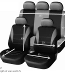 Thumbnail 2 of Универсална тапицерия, пълен комплект калъфи за предни и задни цели седалки,текстил в сиво-черно