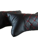 Thumbnail 5 of Комплект от 2 броя универсални възглавници авто възглавничка за врат за по-добър комфорт при дълъг път с автомобил черно с червен шев