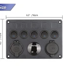 Thumbnail 14 of Панел за вграждане табло с 5 бутона превключвателя с 2бр USB зарядно 4.2А с 12V изход гнездо за запалка и волтметър универсален за кола камион каравана лодка и др.