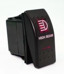 Thumbnail 1 of Копче, Бутон, За Вграждане, за LED Лед Бар, Халоген, Дълги Светлини, 12V - 24V, Надпис  HIGH BEAM , Червена Светлина