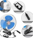 Thumbnail 4 of 12V 20 cm 8 инча вентилатор за автомобил с клипс щипка