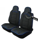 Thumbnail 4 of 1+1 Комплект универсални калъфи тип масажор за предни седалки - черно със син конец - Еко Кожа и Текстил