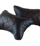 Thumbnail 4 of Комплект от 2 броя универсални възглавници авто възглавничка за врат за по-добър комфорт при дълъг път с автомобил черно с червен шев