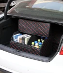 Thumbnail 2 of Луксозен кожен органайзер за багажник сгъваема кутия за съхранение с червен шев 66x30x30см