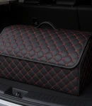 Thumbnail 7 of Луксозен кожен органайзер за багажник сгъваема кутия за съхранение с червен шев 55x30x30 см