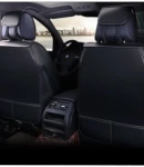 Thumbnail 5 of 1 Брой Универсална Кожена Тапицерия, Калъф За Една Предна Седалка, Еко Кожа, Черна с Бял Кант и Шевове