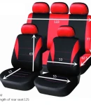 Thumbnail 2 of Универсална тапицерия, пълен комплект калъфи за предни и задни цели седалки,текстил в червено-черно