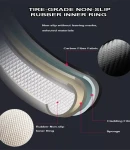 Thumbnail 4 of Универсален кожен калъф за волан с карбонов дизайн – Черен с червена лента 37–38 см