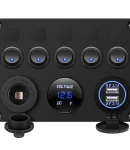 Thumbnail 5 of Панел за вграждане табло с 5 бутона превключвателя с 2бр USB зарядно 4.2А с 12V изход гнездо за запалка и волтметър универсален за кола камион каравана лодка и др.