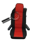 Thumbnail 3 of Универсален калъф за седалка на камион - релефен - еко кожа и текстил - Volvo, DAF, Man, Scania, Mercedes, Iveco - червено с червен конец