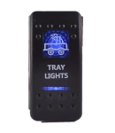 Thumbnail 2 of Копче, Бутон, За Вграждане, за LED Лед Бар, Халоген, Задна Светлина, 12V - 24V, Надпис  TRAY LIGHTS , Синя Светлина