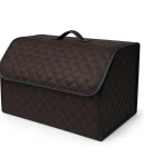 Thumbnail 1 of Луксозен кожен органайзер за багажник сгъваема кутия за съхранение с червен шев 55x30x30 см