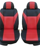 Thumbnail 4 of 1+1 Комплект универсални калъфи тапицерия за предни седалки на автомобил бус джип еко кожа червено с черно