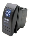 Thumbnail 1 of Копче, Бутон, За Вграждане, за Буркан, Маяк, Блиц Светлини, Аварийна Лампа, LED Светлини, 12V - 24V, Надпис  STROBE LIGHTS , Синя Светлина