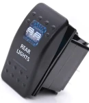 Thumbnail 2 of Копче, Бутон, За Вграждане, за LED Лед Бар, Халоген, Задни Светлини, 12V - 24V, Надпис  REAR LIGHTS , Синя Светлина